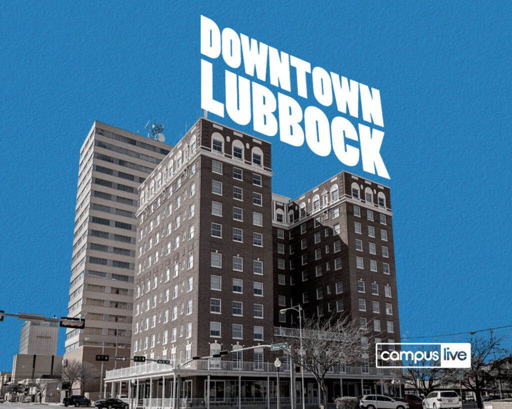 Graphic of the Pioneer Pocket hotel in Downtown Lubbock