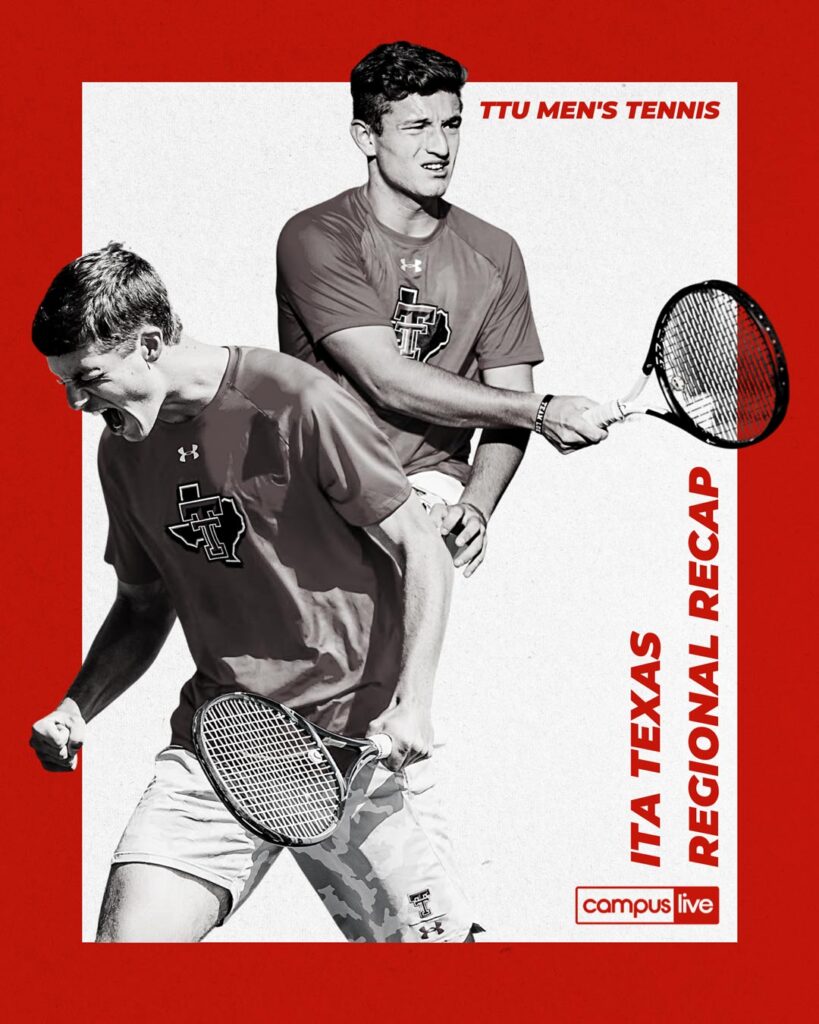 graphic of two mens tennis players with text "ita texas regional"