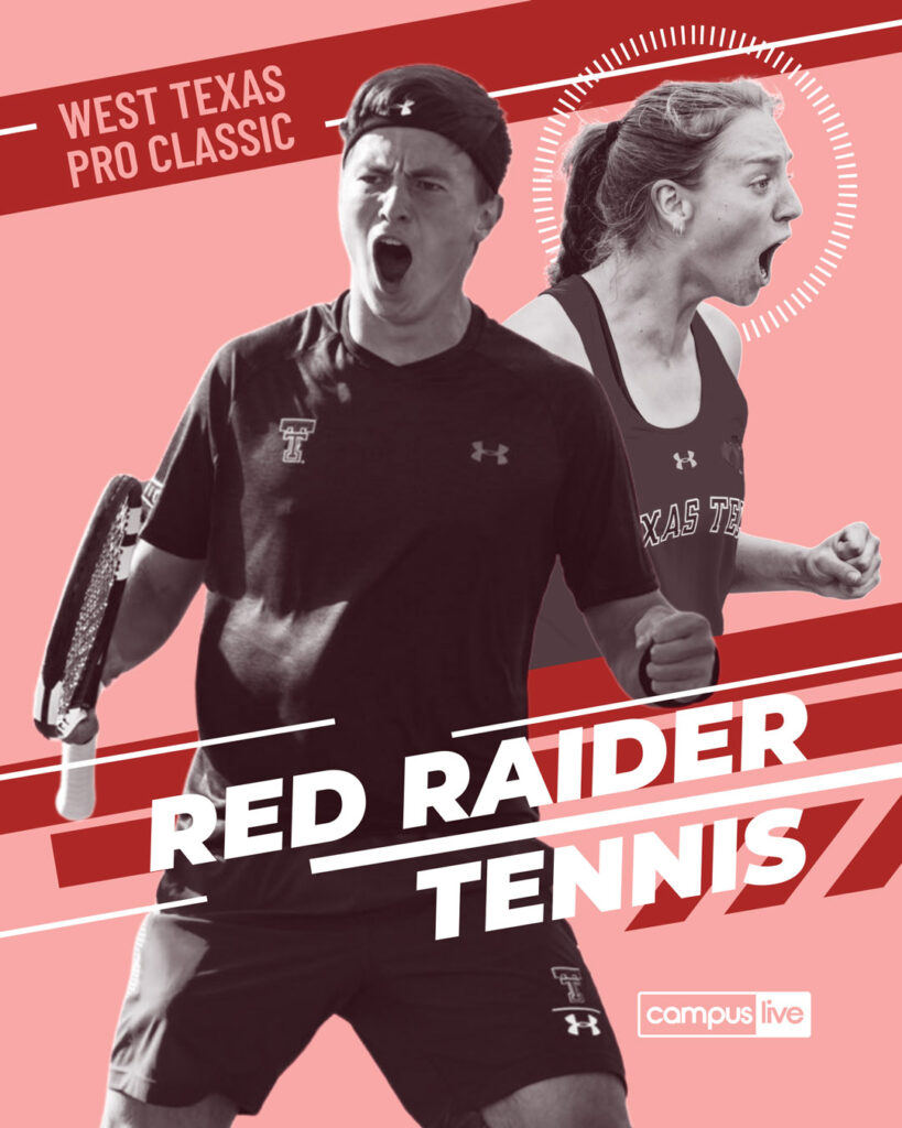 Graphic of mens and women's ttu tennis with west texas pro classic text